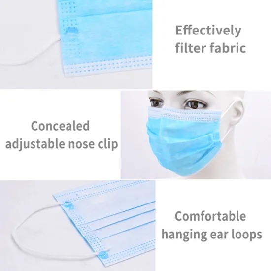 Filter Meltblown 3 Ply Non Woven Face Mask High Fluid And Respiratory Protection