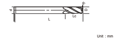 High Performance Corner Radius End Mills Standard With 4 Flutes