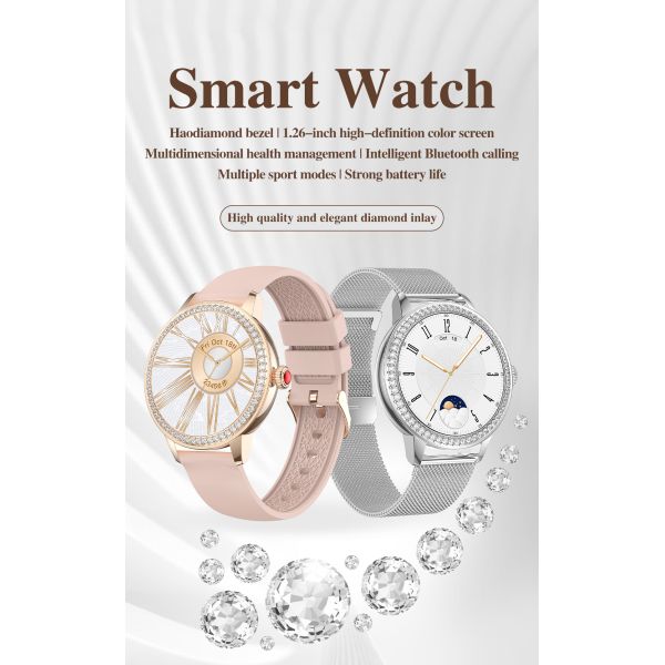 Eraysun China TK26 Lady Smart Watch With Round 1.26inch Fashion Cheap Waterproof 2025 IP67 Waterproof Female XOFIT Smartwatch