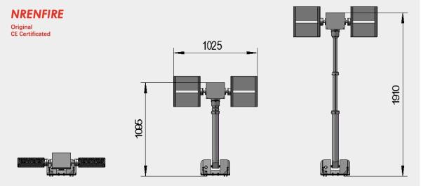 1.8m roof top mounted robot light tower-pneumatic telescopic mast light for fire truck NR-R1800-240