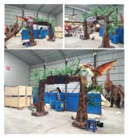 Tribo do dinossauro da porta da árvore para o parque temático com luz do Rgb