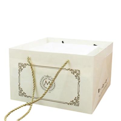 FSC Extra Wide Base Large Bakery Takeaway Paper Bags White For Cake Box