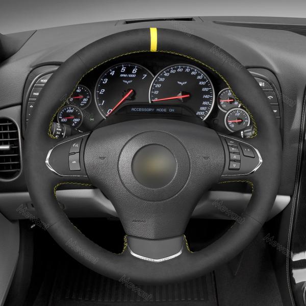 Custom Hand Stitching Carbon Suede Steering Wheel Cover for Chevrolet Corvette C6 2012 2013