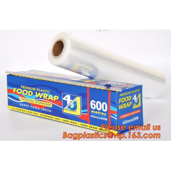 Keep Fresh PE food wrap plastic Cling film wrap jumbo roll, LLDPE power stretch wrap film food wrap stretch film, bageas