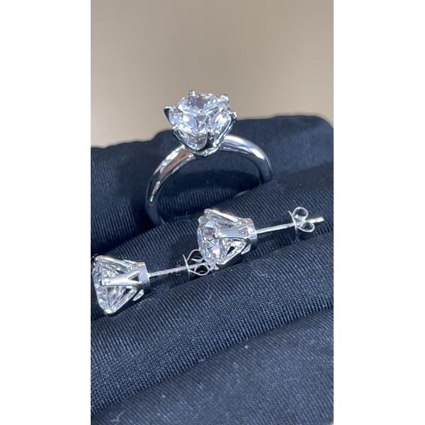 Classic T Six Prongs Lab Grown Diamond Ring Stud Earrings Factory customization Engagement