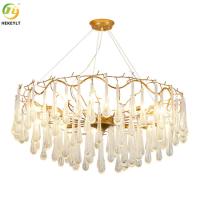 Fer E14 vigoureux et lustre de luxe mené en verre d'or pour la décoration d'intérieur