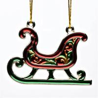 Regalos personalizados de promoción de negocios Ornamento de trineo de plata pulida con patrones intrincados