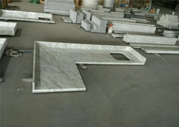 Polished Prefab Kitchen Countertops Andromeda White Granite With Flat Edge