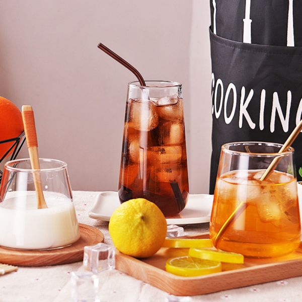 Transparent 450ML Single Wall Glass Cup Customized Color For Milk Coffee Juice