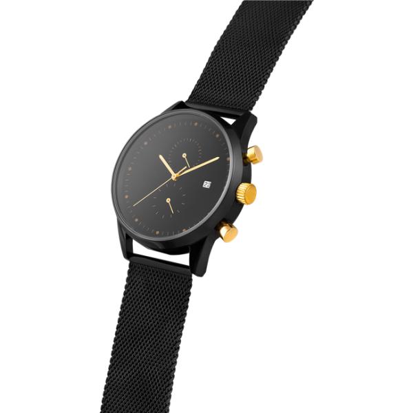 IP black plating stainless steel back water resistant 3atm with mesh strap