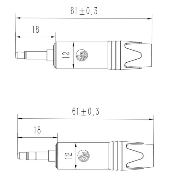 TRS Metal 3.5 mm Jack Plug a través del agujero de audio Jack conector 1 contacto Jack conector cable Plug audio 3.5 mm 1/4 Mono