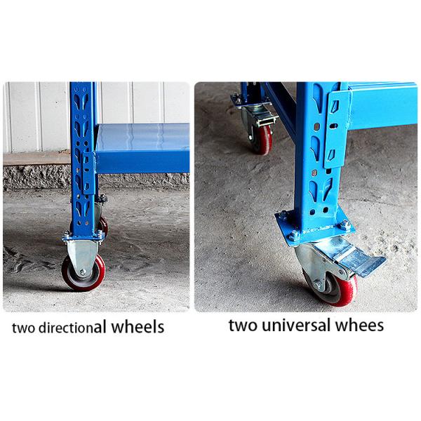 Light Duty Warehouse Storage Shelves Movable Shelving Units With Universal Wheel / Brake