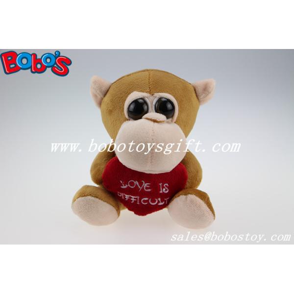 Valentines Day Gifts Big Eyes Toy Series Brown Monkey Animal With Heart Pillow