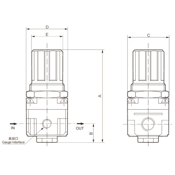 AR DIMENSION AR2000-02 SMC Type Pneumatic Air Pressure Regulator With Gauge 1/4'' 10 bar