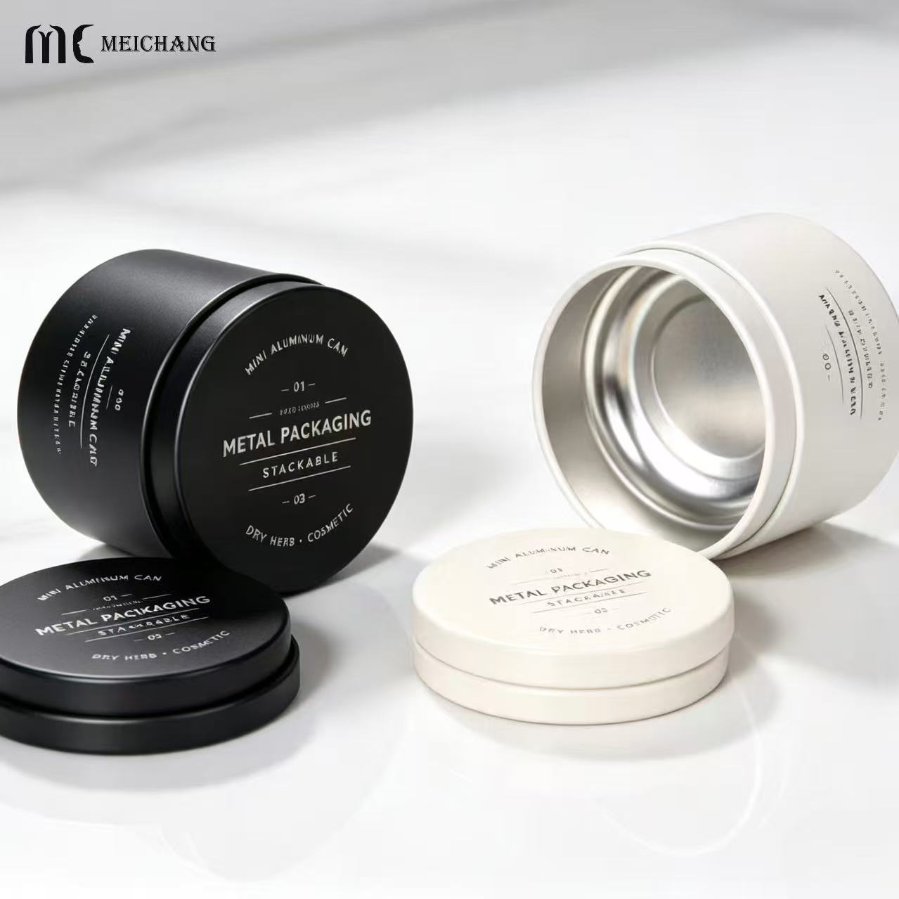 5-15g Refillable Aluminum Tin Jar with Screw-Top Lid for solid balm and skincare packaging(MC-807）