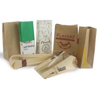 Dimensão personalizada de alimentos de fundo plano fina bolsa de papel de pão Kraft sem alça com logotipo
