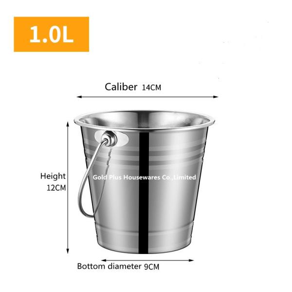 1L Bar tools outdoor ice storage round beer bucket for wine champagne beer party stainless steel ice bucket