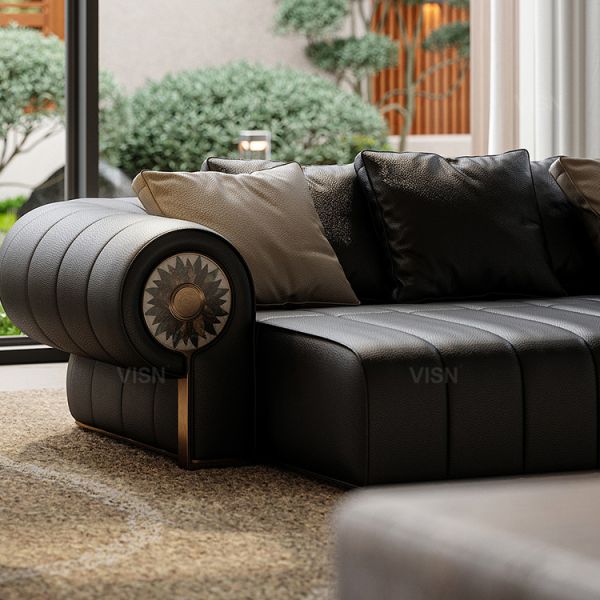 Modern Three-Seat Shell Shaped Sofa New Fashion High Elasticity Sponge for Stylish Hotel Apartment Villa Living Room Furniture