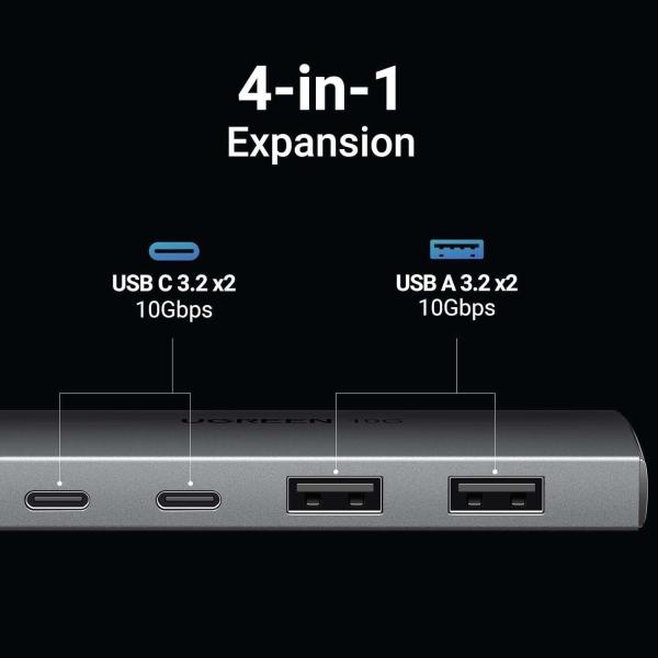 USB C Hub 10 Gbps, 4 ports USB 3.2 HUB avec 2 USB-C 3.2 et 2 USB-A 3.2, Port USB Extender pour MacBook