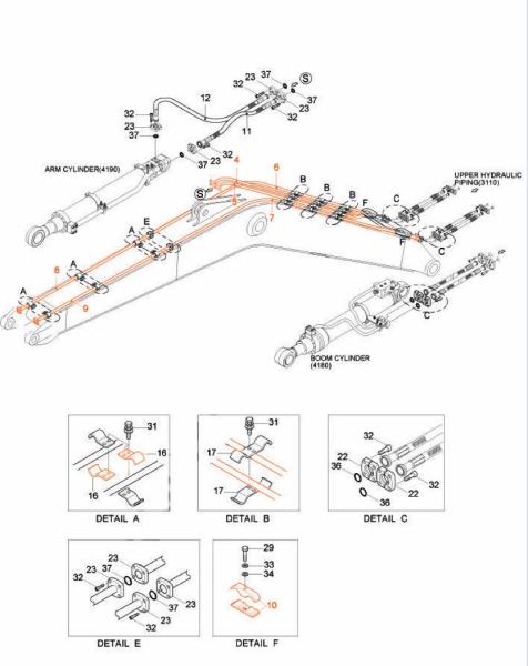 R210 R200 Hydraulic Cylinder Fixing Pipe Clamps for Excavators and Hard Tube Fixture