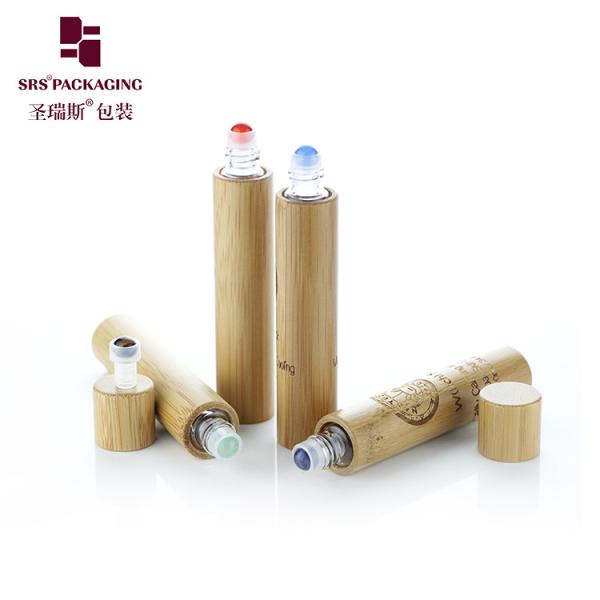 BG(GEM)-10ML Empty Oraganic Bamboo Container For Herbal Extracts With White PE Insert Housing With Jade Gemstone Ball