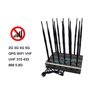 80W 5G Signal Jammer with 12 Antennas and Infrared Remote Control for Mobile