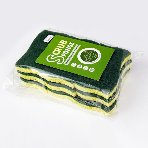 Dual Layer Wood Pulp Sponge Scouring Pad Reusable Eco Washing Up Sponge