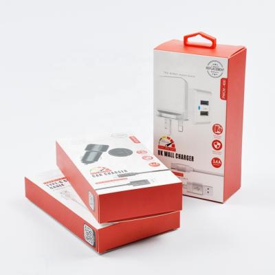 Delicado projete a caixa de empacotamento de papel do carregador do telefone do carro do fio do cabo com janela clara