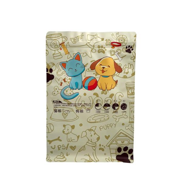 Custom Premium 1.0kg Zip Lock Pet Dog Pet Cat Food Quad Seal Flat Bottom Bag Storage Packaging Pouch