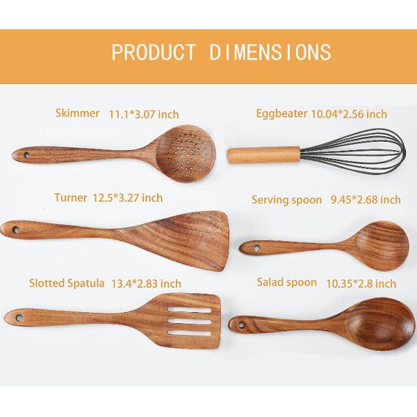 FDA Wooden Kitchen Utensil Set , Reapplicable Natural Teak Wood Utensils