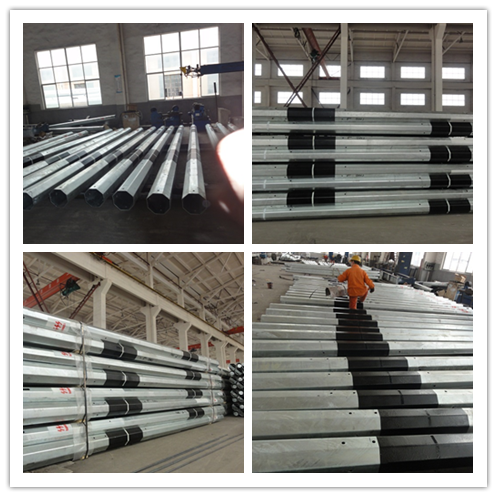 Round 35FT 40FT 45FT Distribution Power Steel Transmission Poles For Airport