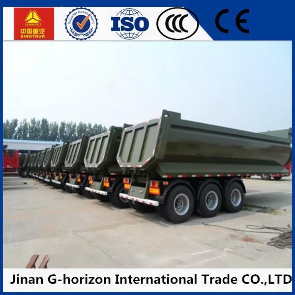High Strength 3 Axles 70 Tons Steel Hydraulic Rear End U shaped Dump Semi Trailer