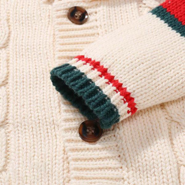 Children's Cable knitted Stripe heavy knitting kids sweater cardigan