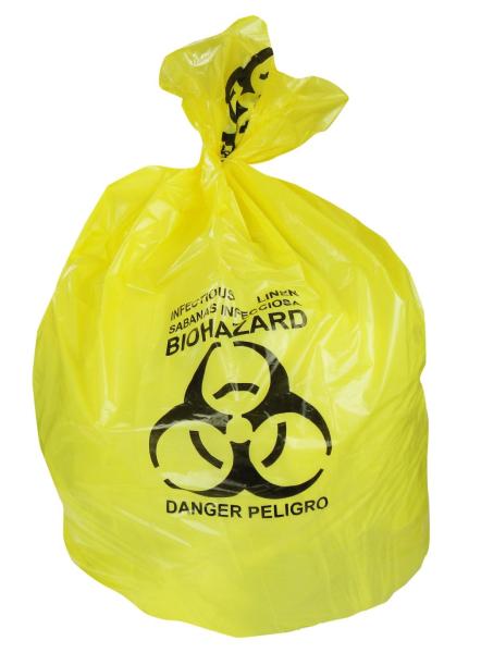 LDPE 2 mil Strong Biohazard Yellow Healthcare Bags For Hospital