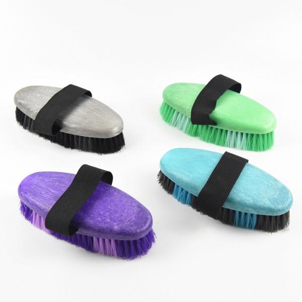 Plastic 6.75'' horse body brush with easy-grip strap horse grooming brush