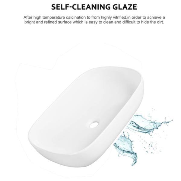 Таз доказательства царапины керамического прямоугольного фарфора раковины Bathroom сосуда белый