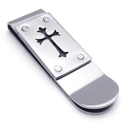 Clipes de caneta de dinheiro padrão portador de etiqueta de punção personalizado de aço inoxidável Slim Card Id Homens Mulheres Carteira Peças de carimbo de metal