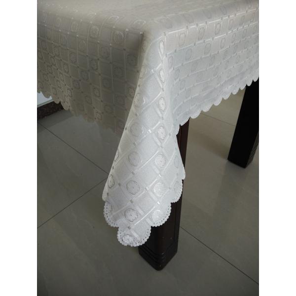 Hot selling products-100% Polyester Jacquard table cloth with small check design