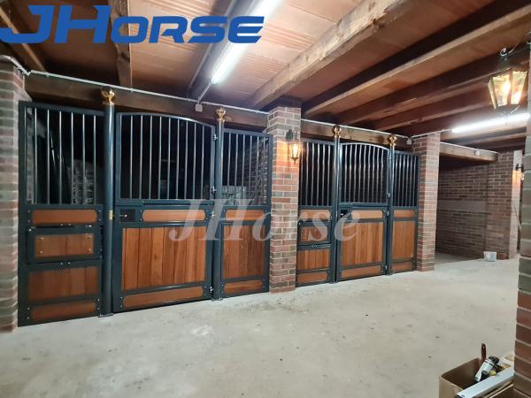 A tenda autônoma bonita do cavalo fronteia o bambu pleno da armação de aço