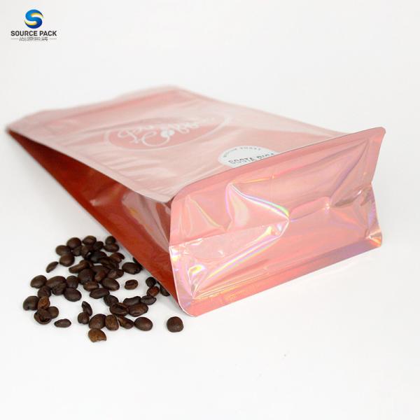 Customizable Holographic Flat Bottom Coffee Bag With Valve And Zipper