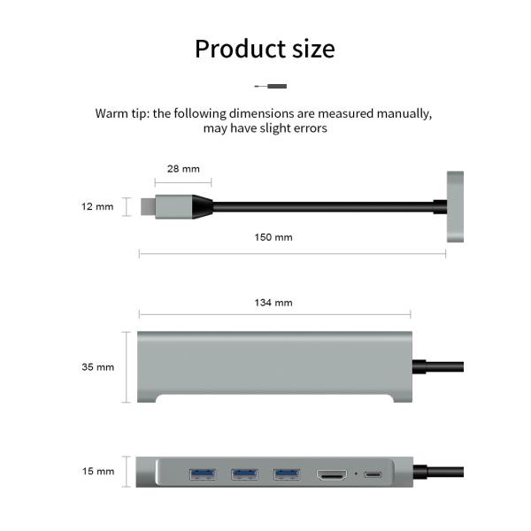 Multi функция 6 в 1 переходнике эпицентра деятельности Usb для ноутбуков MacBook Pro Windows