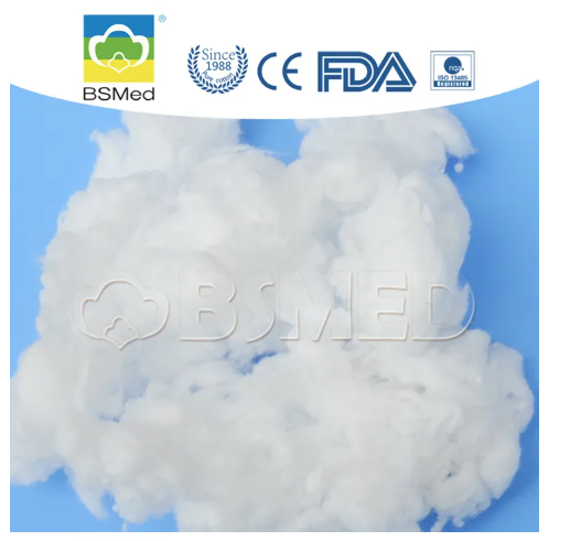 Absorbent Bleached Hydrophilic Raw Cotton Bleached Cotton Noil Combed Ordorless Eco Friendly Surgical