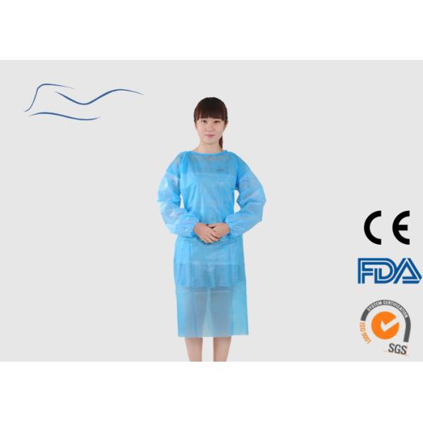PP Blue Plastic Isolation Gowns , Dust Proof Medical Isolation Gowns