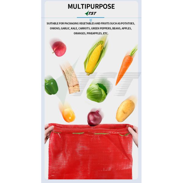 Plastic Polypropylene Tubular Potato Packing Bag Red Mesh Produce Onion Sacks Net Bags for Vegetables