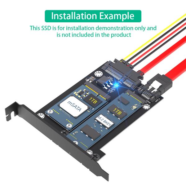 2 в 1 MSATA / M.2 NGFF SSD к карте адаптера для двойного преобразователя SATA3 с бракетом профиля полной высоты