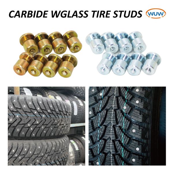 Customized Tungsten Carbide Anti-slip Tire Studs with Cylindrical Shaped Carbide Core and Zinc Coated Surface