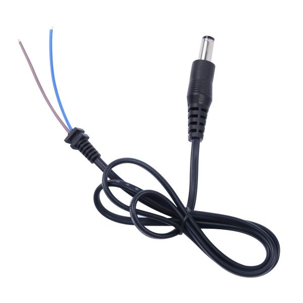 DC Male Plug to Tinned Wire Pigtail Cable 5.5x2.1mm for 12V Power Supply