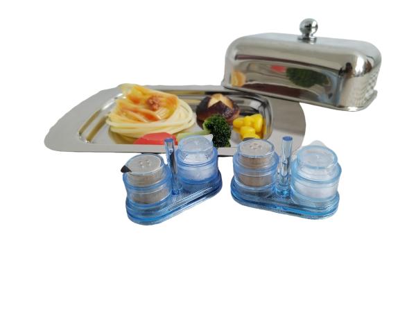 Conjunto de batedor de sal e pimenta de plástico descartável para carne de frango