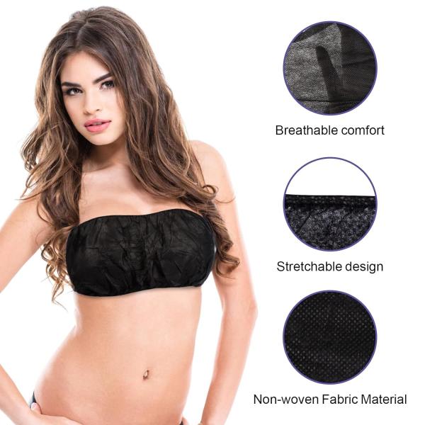 Hotel Beach Bra OEM High Quality One Piece Bra Black Shoulder Straps Women Sexy Disposable Non Woven Spa Bras