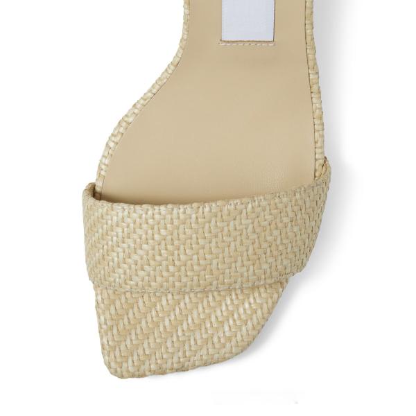 JBHS0301 Nude Woven Raffia Straps Trims Female Heel Sandals Summertime Styling